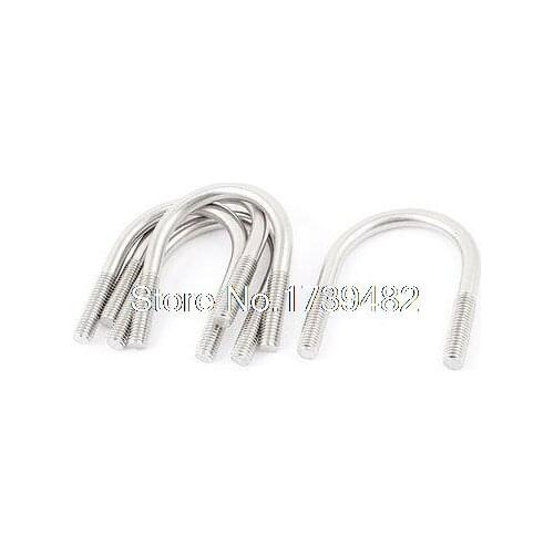 5 Pcs Silver Tone 304 Stainlesss Steel Round Bend U Bolt 8mm x 45mm