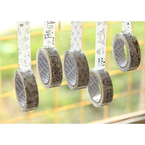 1PCS/lot New cute Vintage Cartoon Life series deco. PVC Tape Black and White style Sticker label