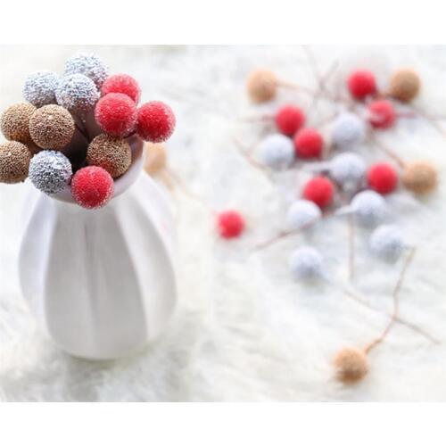 50PCS Artificial Berry DIY Artificial Pomegranate Fruit DIY Garland Wedding Decor Flower Fruit Simulation Frosted Foam