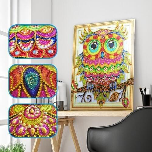 5D DIY Special Shaped Diamond Painting Cross stitch Diamond Embroidery Animal Owl Picture of Rhinestones Home Decor 40x50cm