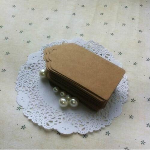 9*4.5cm Brown Square Flower Heads Kraft Paper Label Clothing Accessories Decoration Tag Wedding Decoration Card 100pcs/lot