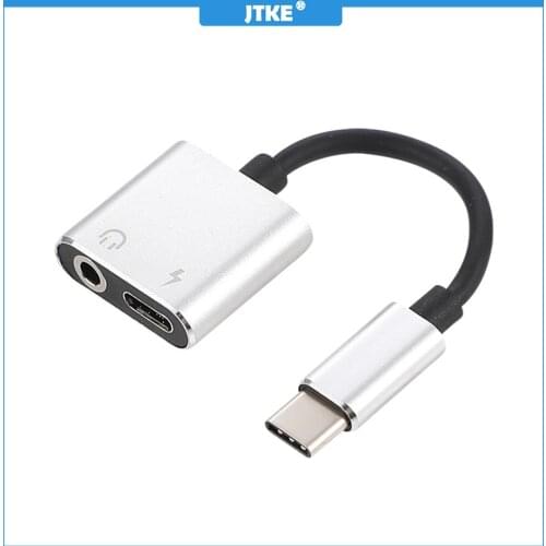 JTKE USB C Audio Cable Charger 2 in 1 Type C to 3.5 mm Jack Aux Earphone Adapter For Letv2Pro Max2 Xiaomi USB C 3.5mm converter