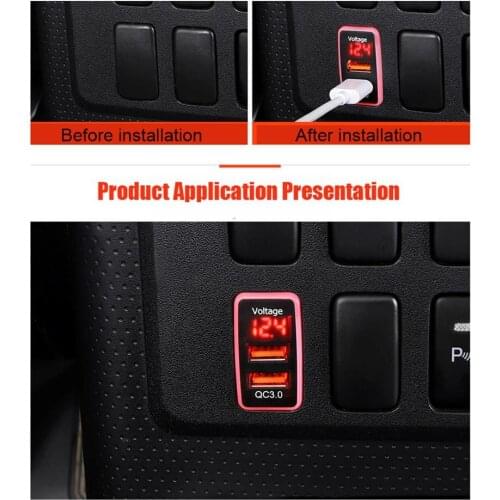 CHELINK Quick Car Socket Dual Double Port Charger Adapter with Digital Voltage Displayed for Toyota(40mm*22mm