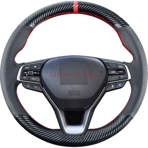 DIY Stitching Carbon Fiber Steering Wheel Cover For Honda Accord 10th 2018-21 Insight 2019-2021 Leather Interior Accessories