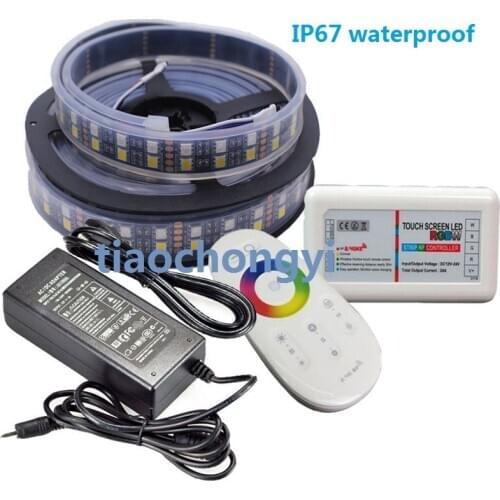 24V 5M 5050 RGBW 600LED Double Row led strip IP67 waterproof +controller+power