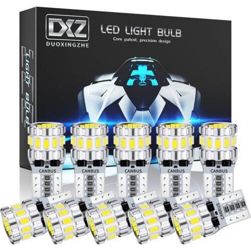 DXZ 10PCS W5W T10 LED Bulbs Canbus 3014 18SMD WY5W 194 Car Clearance Interior Map Dome Parking Light Auto License Plate Lamp 12V