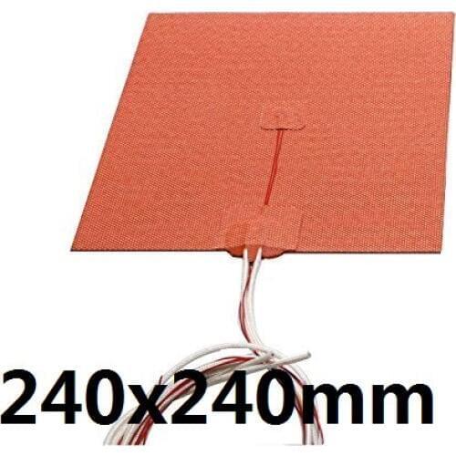 USA Import Material! 240X240mm,600W@240V,w/ NTC 100K Thermistor,3M PSA Silicone Heater 3D Printer Heatbed