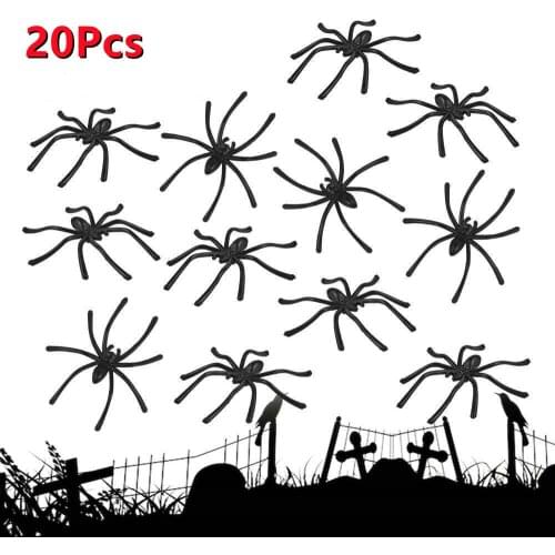 20pcs Pvc Artificial Simulation Plastic Fake Spiders For Halloween Party Favors Decoration Toys Game Party Dress Up Props