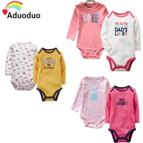 2pcs/lot Baby Girls Boys bodysuits Cartoon dinosaurs boy Underwear Baby Fashion owl Jumpsuit long sleeve o-neck baby clothes