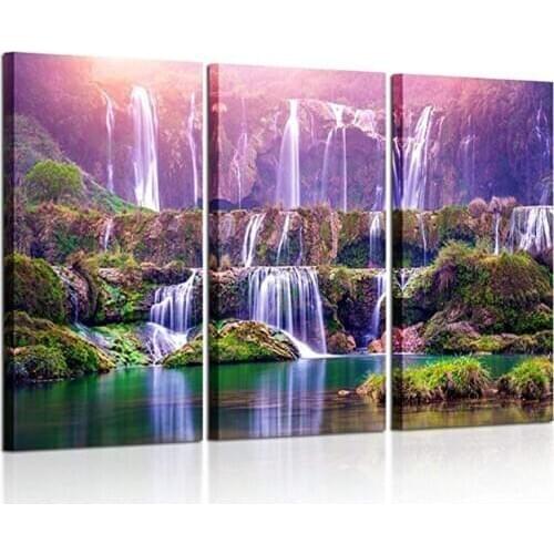 3 Pieces diamant painting waterfall mountains natural scenery 5d diy diamond embroidery full square round drill mosaic ZP-3987