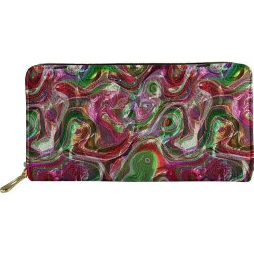 Red Long Wallets for Women Casual Printing Zipper Large Purse PU Leather Woman Coin Holder Wallets Ladies Girls Clutch Money Bag