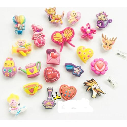 Geniune Cute Shoe Charms Accessories Cartoon Love Rabbit Meteor Shower Shoes Buckle Decorations for Sandals Charms Kids Gift