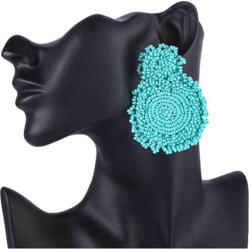 Fashion Lady Jewelry Accessories Women Beaded Earrings Boho 12 Colors Large Handmade Beads Drop Womens Earrings 2021 Trend