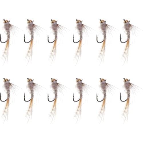 Fly Fishing Trout Flies Ribbed Ear Trout Wet Fly - Nymph with Brass Bead Head - One Dozen Wet Flies