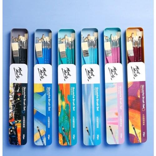 10 Water Chalk Set Fan-shaped Pen Flat Head Watercolor Brush Color Line Pen for Beginners Painting Art Supplies