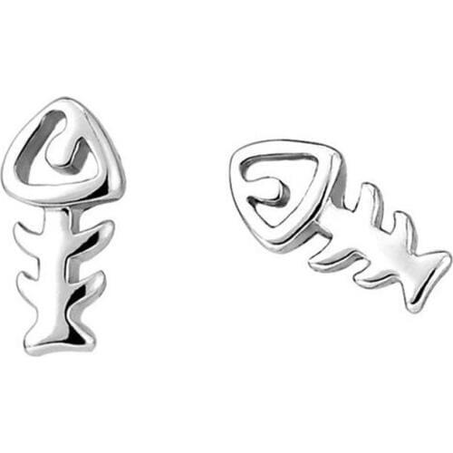 New Fashion 925 Sterling Silver Jewelry Personality Fish Bones Female Anti-allergic Popular Earrings SE228