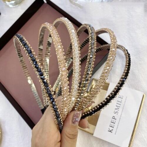New Fashion Simple Small Crystal Rhinestone Headband Braided Hairband Diamond Beaded Headbands for Women Hair Accessories