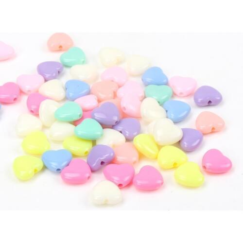 Mixed Candy Color Acrylic Heart spacer beads For Jewelry Making Diy Wholesale 12x11mm 50pcs
