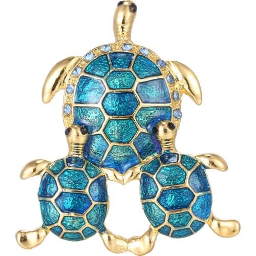 RINHOO Rhinestone Turtle Brooches For Women Vintage Enamel Pin Fashion Sea Turtle Animal Lapel Pin Creative Deisgn Vivid Jewelry