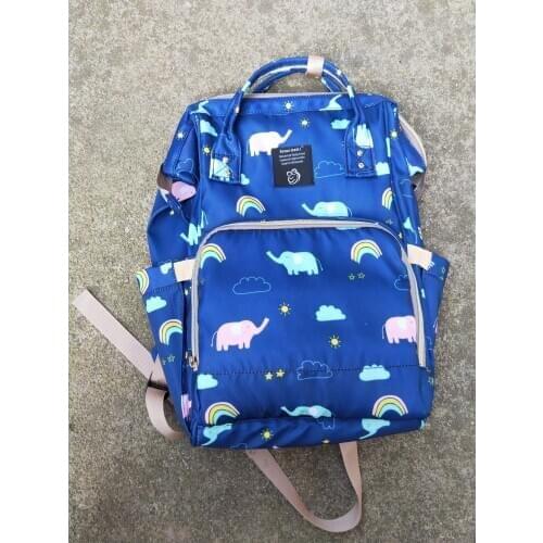 With ZIPPER OPENER ! ELEPHANT design diaper bag, dark blue , grey animal pattern nappy bags, travel mummy bags