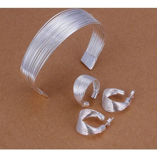 S312 Wholesale, free shipping jewelry set, fashion jewelry set Multi-Stands Ring Earrings Bangle Jewelry Set