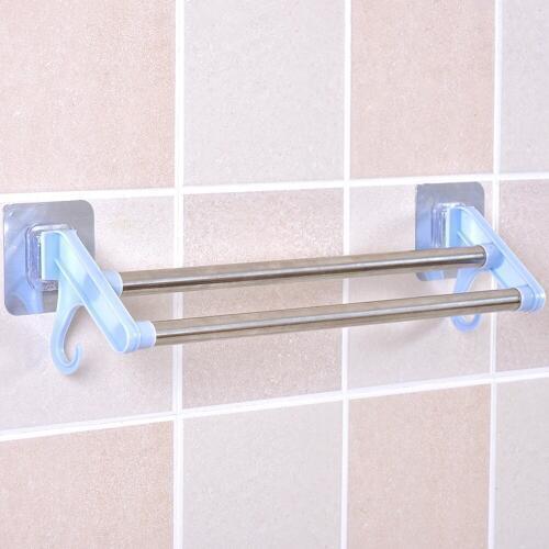 Self-Adhesive Bathroom Towel Rail Rack Holder Wall Mounted Shelf Punch-Free Towel Holder Stainless steel Storage Hanger