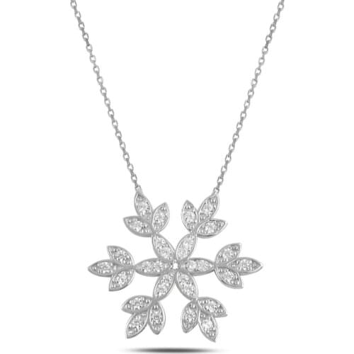 Silver 925 Sterling Zircon Snowflake Pendant