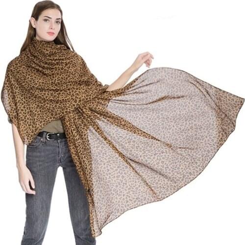 Leopard Women Silk Chiffon Printing Sunscreen Scarf Large Size Beautiful Beach Towel Air Conditioning Shawl