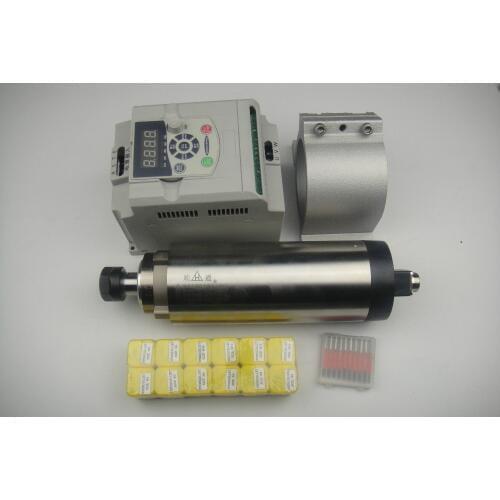 CNC spindle kit ER20 2.2KW air cooling spindle + 1 pieces 2.2KW VFD inverter+ ER20 collets+spindle support+CNC engraving bits