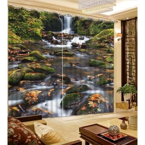 Modern living room curtains 3d curtains Beautiful natural scenery creek home decor decoration custom curtains