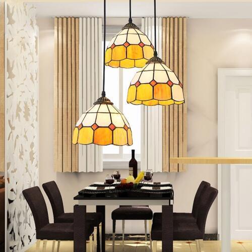 Mediterranean Continental vintage E27 bulb pendant light fixture home deco DIY living room Tiffany colorful Glass pendant lamp