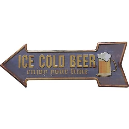 Antique Arrow Shape Hand Painted Cast Iron Metal Pointing Direction Signboard Cafe Wrought Iron Ornament for bar pub cafe