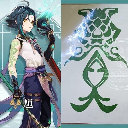 Anime Genshin Impact Sticker Cosplay Prop Xiao Accessories Waterproof Tattoo Stickers