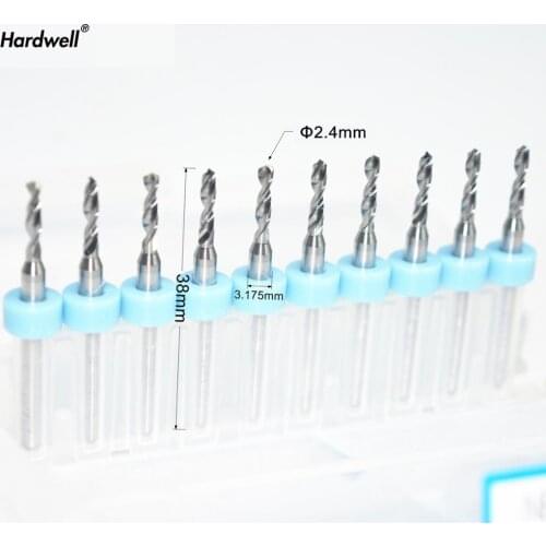 3.175mm*2.4mm,10pcs,Free shipping PCB Drill Bit,CNC milling Cutter,Solid carbide Drill,wood tool,plastic,MDF,copper,aluminum