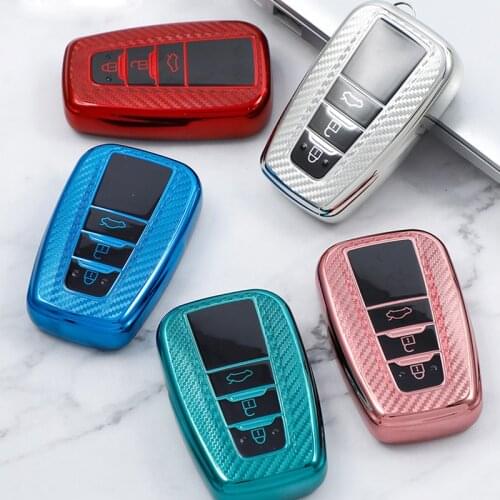 TPU Carbon Fiber Car Remote Key Cover Case For Toyota Corolla Camry CHR Prado 2017 2018 Prius RAV4 2017 2018 2019 Accessories