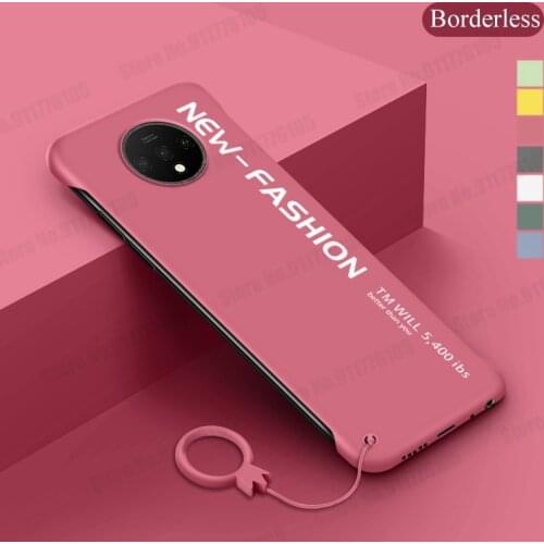 Ultra Thin Frameless Shockproof Phone Cover For Oneplus 7T Pro Candy Color Phone Case For One Plus 7T Letter Printed Back Cover