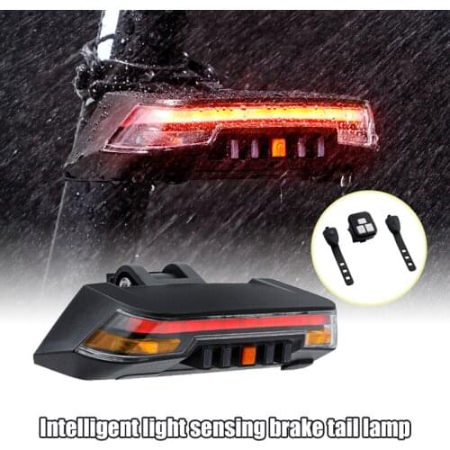 Bike Tail Light with Turn Signals USB Rechargeable LED Rear Bicycle Flashlight Automatic Brake Easy Installation B2Cshop
