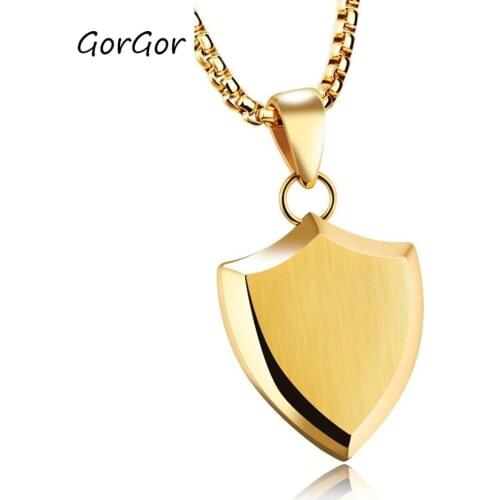GorGor Women pendant Korean fashion simple triangle shield titanium steel necklace trendy male student 1170