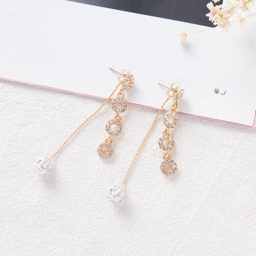 Neoglory Punk 2017 Fashion New Earrings Simple Wild Crystal Tassel Super Fairy Long Temperament Ladies Earrings Wholesale Sales