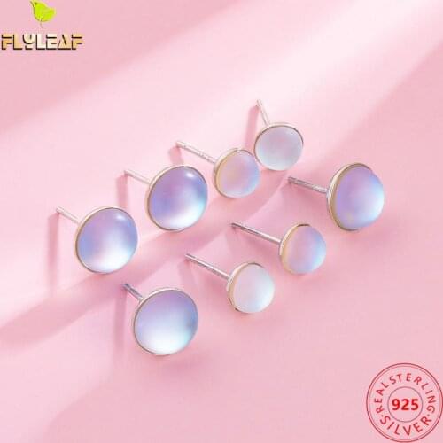 925 Sterling Silver Blue Gradient Crystal Stud Earrings For Women Simple Style Female Fine Jewelry