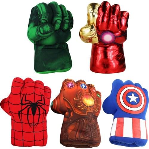 28-30cm Redom 1pcs Marvel Avengers Hulk Spiderman Ironman Thnaos America Captain Performing Knuckles Gloves Soft Stuffed Toys