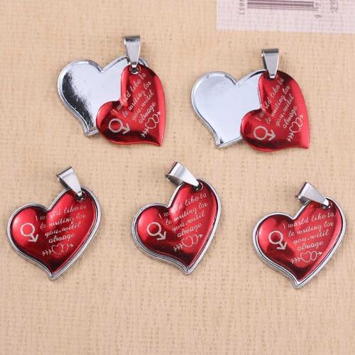10pcs Fashion Jewelry Pendant Advanced Red Heart Double Removable Pendant Ms. Gift Jewelry Necklace Wholesale