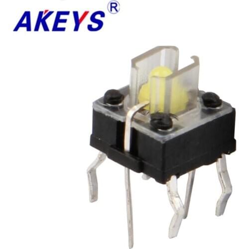 10PCS TS-H001 6*6 Illuminated tact switch 4 pin DIP type vertical with column push button switch TS-LS-001