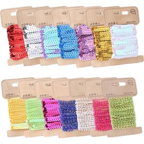 10Yards Perles Triming Haute Qualité Rond Plat Laser Giltter Paillettes Pour Artisanat Couture Sur Tissu Accessoire Sequin Garni