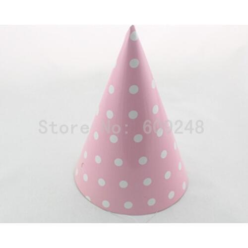 12pcs Decorative Girls Kids Shower Carnival Wedding Birthday Cute Baby Pink Polka Dot Paper Party Hats,Wholesale Party Caps Bulk