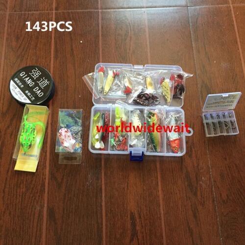 143Lots Simulate Fishing Lures Bait KIT Spoons Hooks Classic Accessory Case Box
