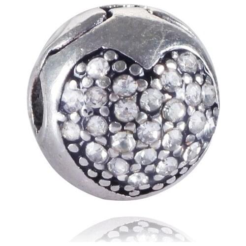 2021 Clasps Beads Clips Charms Heart Shape Beads Fit European Bracelets Rhinestones Beads Original Exquisite Pink White Color