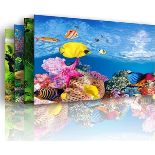 30/40/50cm(Height) Double Sided Aquarium Background Decoration Fish Tank Decorative Wall Background Aquarium Ocean Image Poster