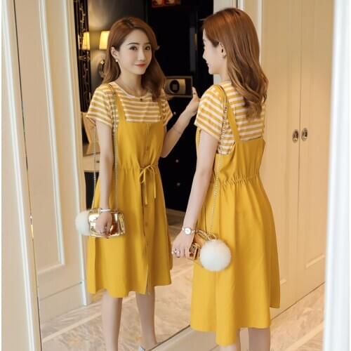 3202# NursingT shirt + Dress Maternity Clothes Loose Stylish Short Sleeves Dress for Pregnant Women Pregnancy Clothes