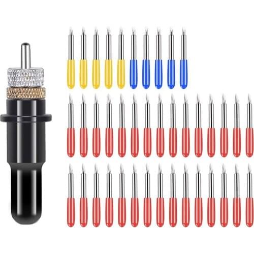 40Pcs Tungsten Steel Vinyl Cutter Blades Lettering Blade 30/45/60 Degree for Roland Cutting Plotter with 1 Knife Block